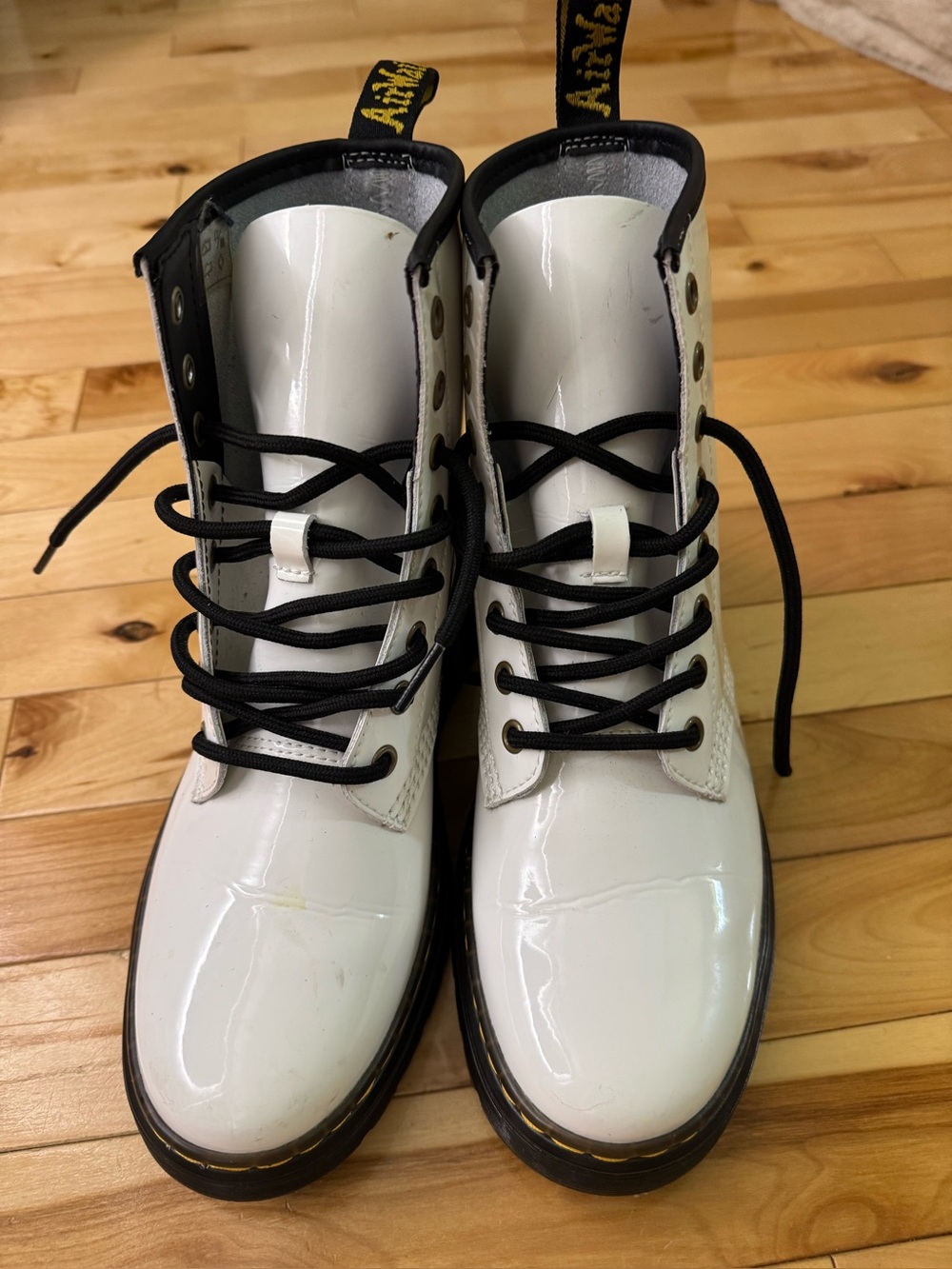 Dr Martens Zavala White Patent Leather Combat Boots Women’s 7 EU 38 Excellent